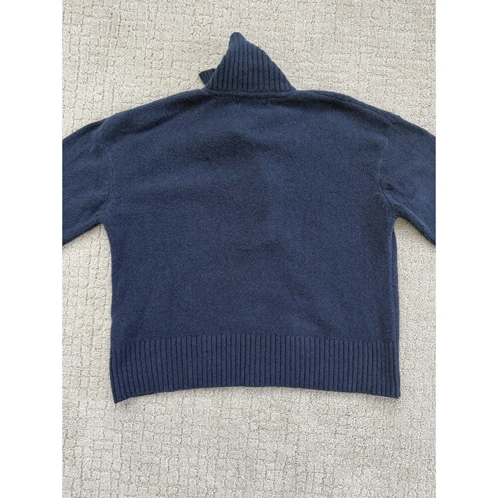 Free People Trading Up Polo Sweater S Navy Chunky Preppy Collared Relaxed Knit